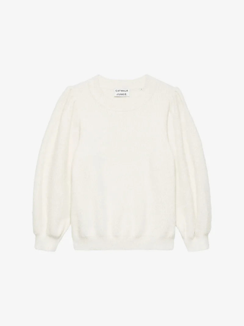 Fuzzy Puff Sleeve Knit van Catwalk Junkie, kleur Off White