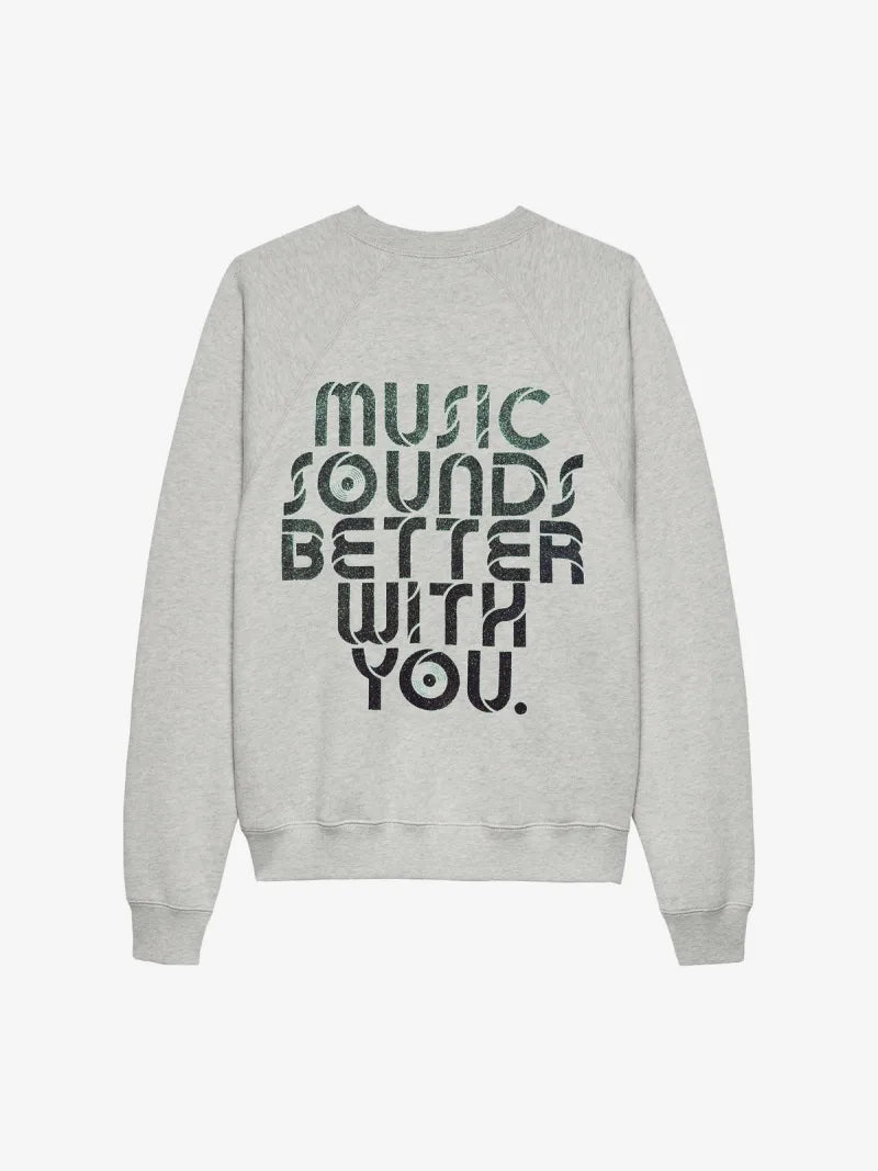 Graphic Sweater van Catwalk Junkie, kleur Light Grey Melange