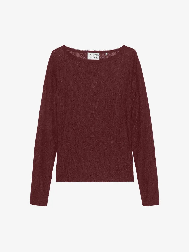 Lace Long Sleeve van Catwalk Junkie, kleur Merlot