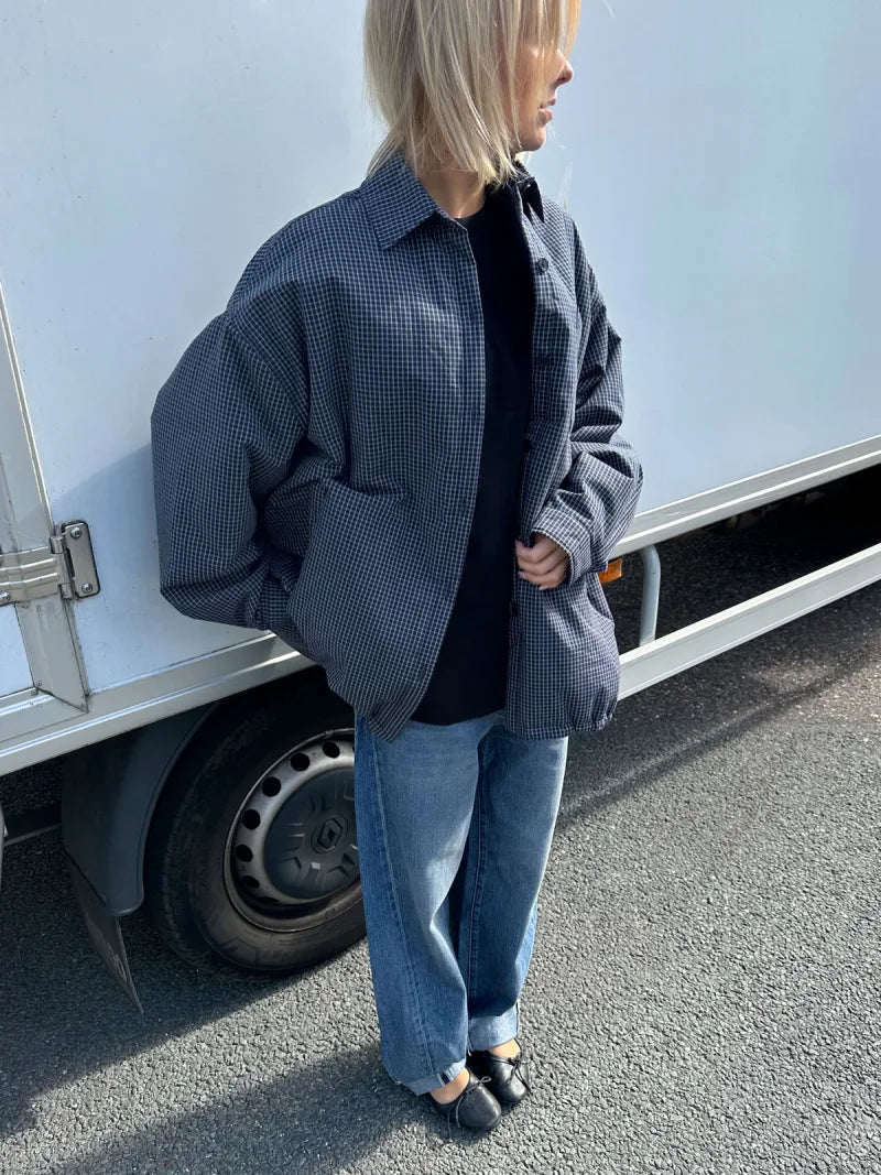 Light Padded Check Jacket van Catwalk Junkie, kleur Dark Blue
