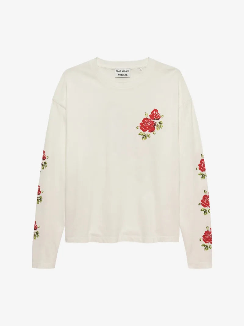 Loose Fit Graphic Long Sleeve van Catwalk Junkie, kleur Off White