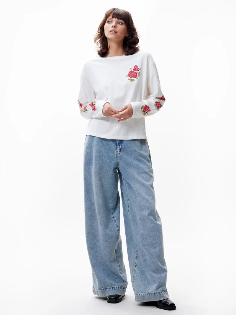 Loose Fit Graphic Long Sleeve van Catwalk Junkie, kleur Off White