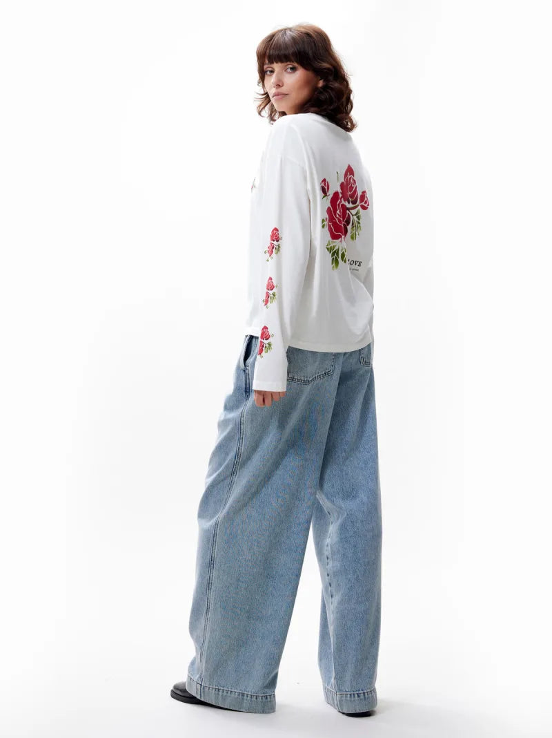 Loose Fit Graphic Long Sleeve van Catwalk Junkie, kleur Off White