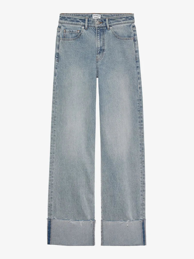 Loose Fit Jeans With Fold van Catwalk Junkie, kleur Light Blue