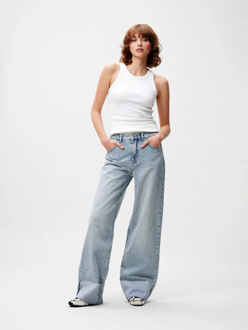 Loose Fit Jeans With Fold van Catwalk Junkie, kleur Light Blue