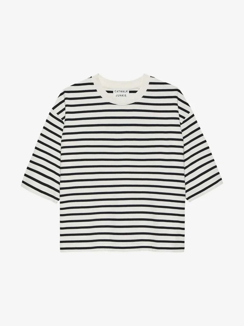 Loose Fit Striped Tshirt van Catwalk Junkie, kleur Black