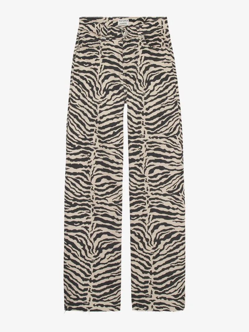 Loose Fit Zebra Jeans van Catwalk Junkie, kleur Sand