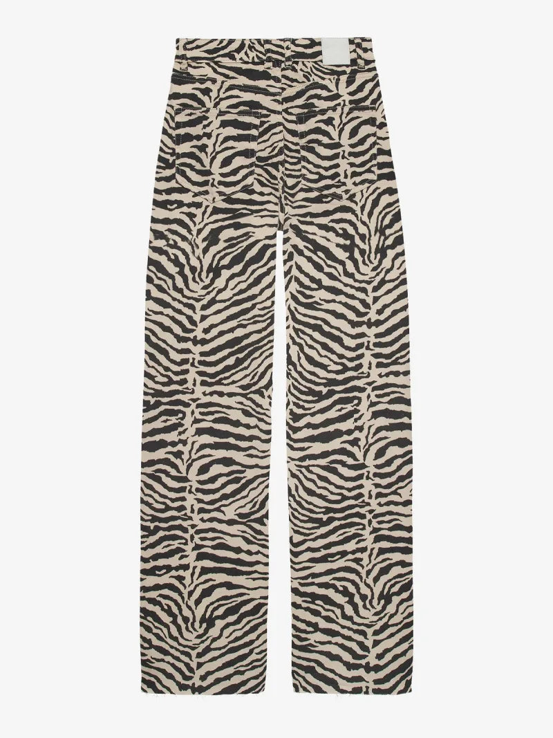 Loose Fit Zebra Jeans van Catwalk Junkie, kleur Sand