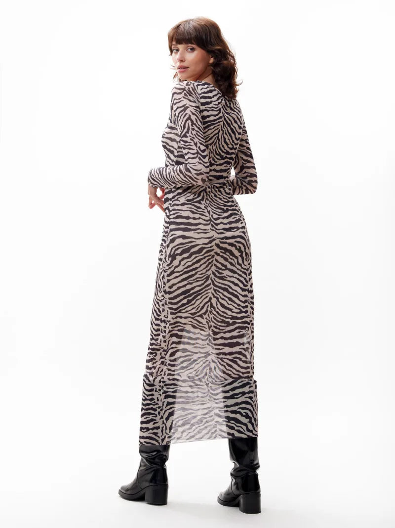 Mesh Zebra Dress van Catwalk Junkie, kleur Sand