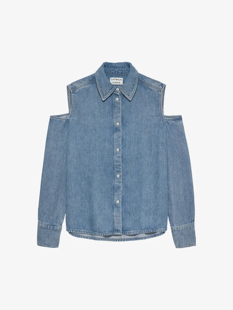 Open Shoulder Denim Blouse van Catwalk Junkie, kleur Blue