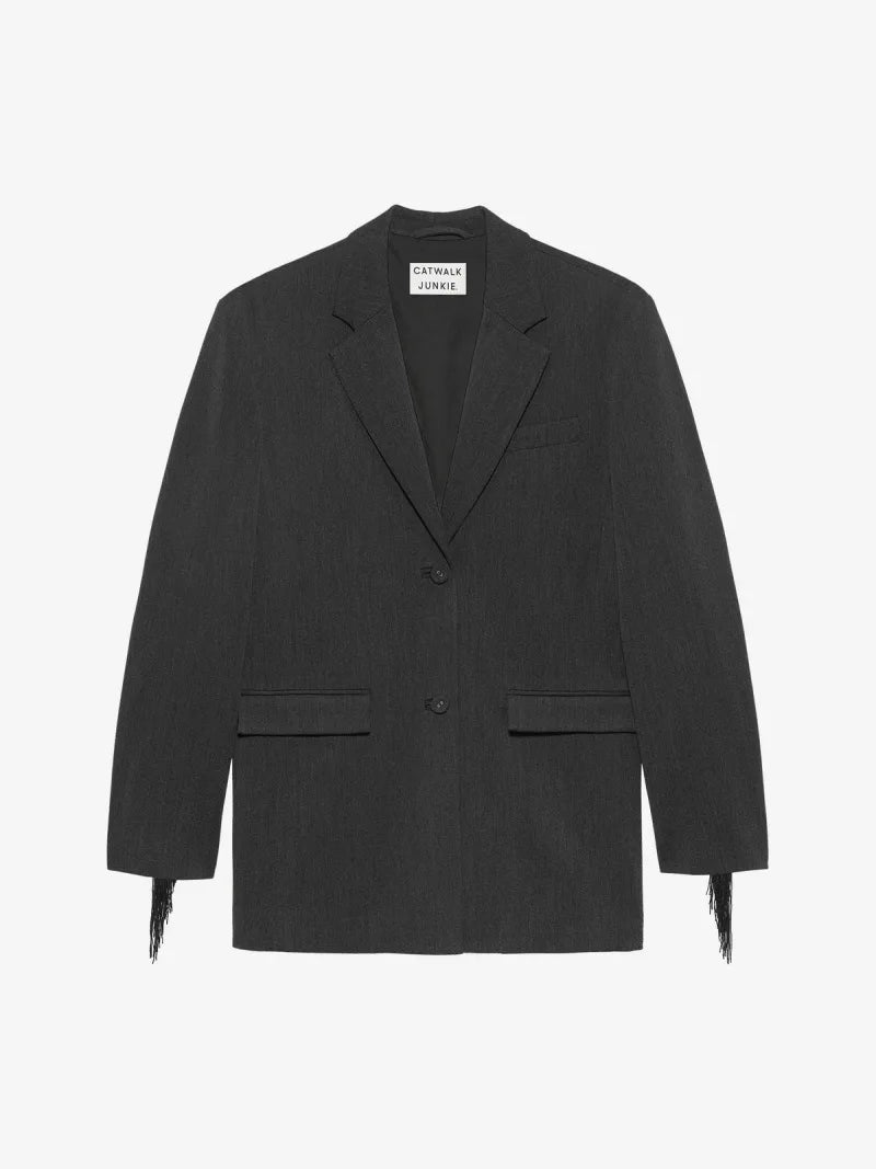 Oversized Blazer With Detachable Fringes van Catwalk Junkie, kleur Dark Grey Melange