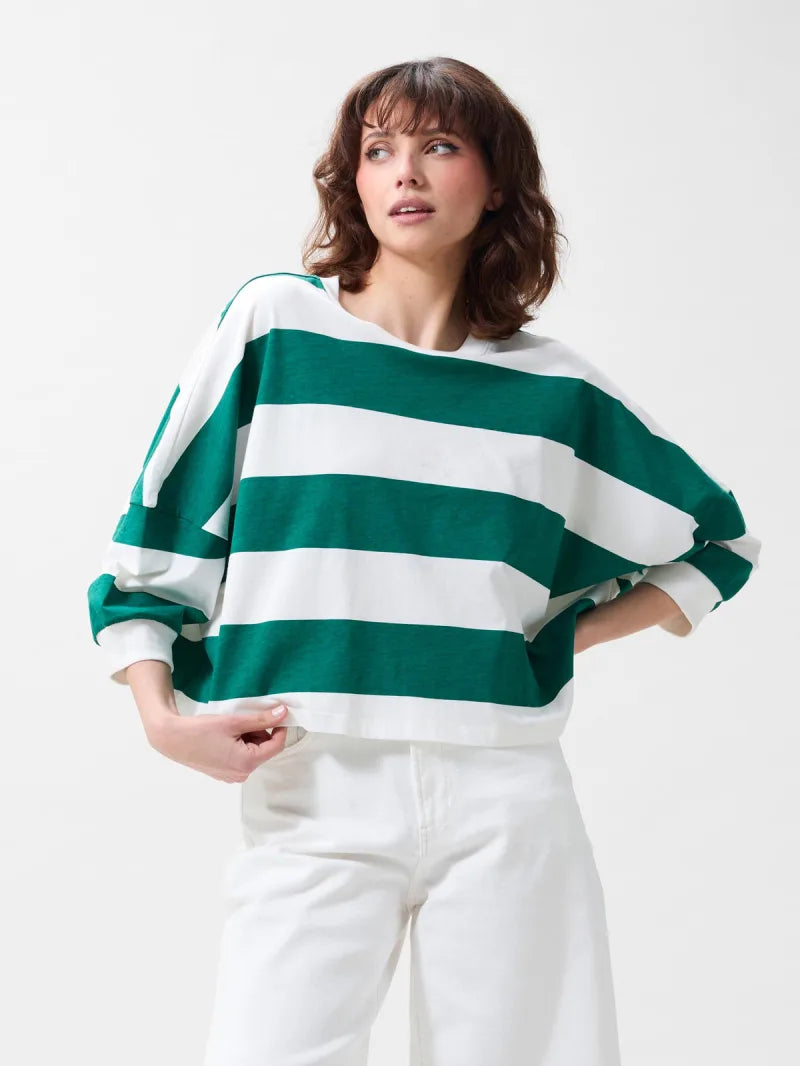Oversized Bold Striped Tshirt van Catwalk Junkie, kleur Wild Green