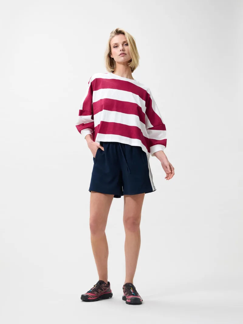 Oversized Bold Striped Tshirt van Catwalk Junkie, kleur Cranberry Juice