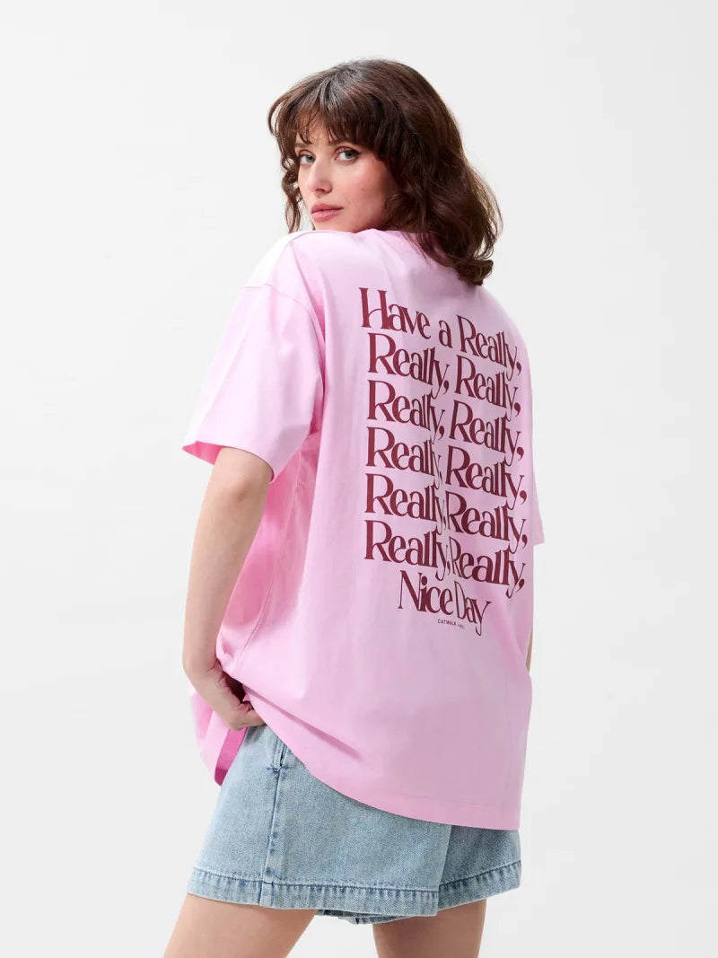 Oversized Graphic Tshirt van Catwalk Junkie, kleur Soft Pink