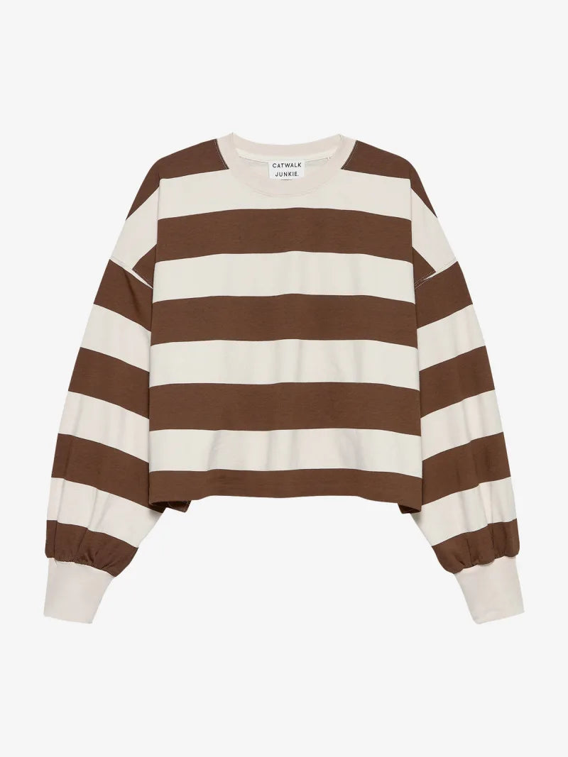 Oversized Striped Long Sleeve van Catwalk Junkie, kleur Rocky Road