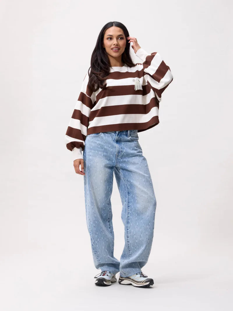 Oversized Striped Long Sleeve van Catwalk Junkie, kleur Rocky Road