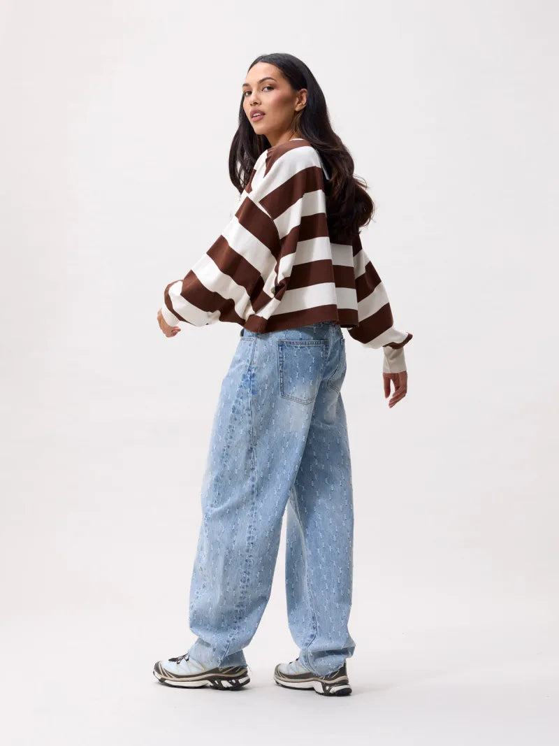 Oversized Striped Long Sleeve van Catwalk Junkie, kleur Rocky Road