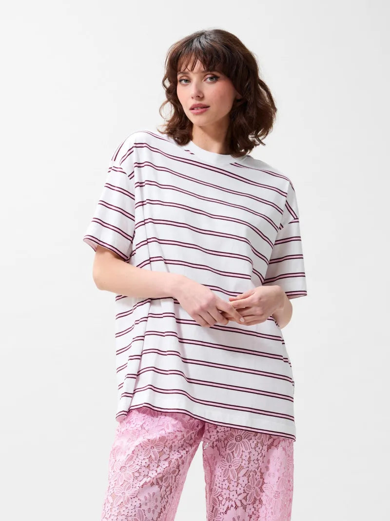 Oversized Striped Tshirt van Catwalk Junkie, kleur Rosebloom