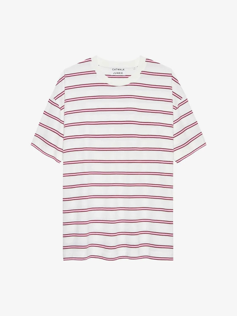 Oversized Striped Tshirt van Catwalk Junkie, kleur Rosebloom