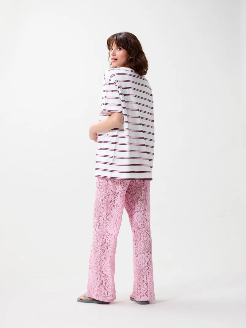 Oversized Striped Tshirt van Catwalk Junkie, kleur Rosebloom