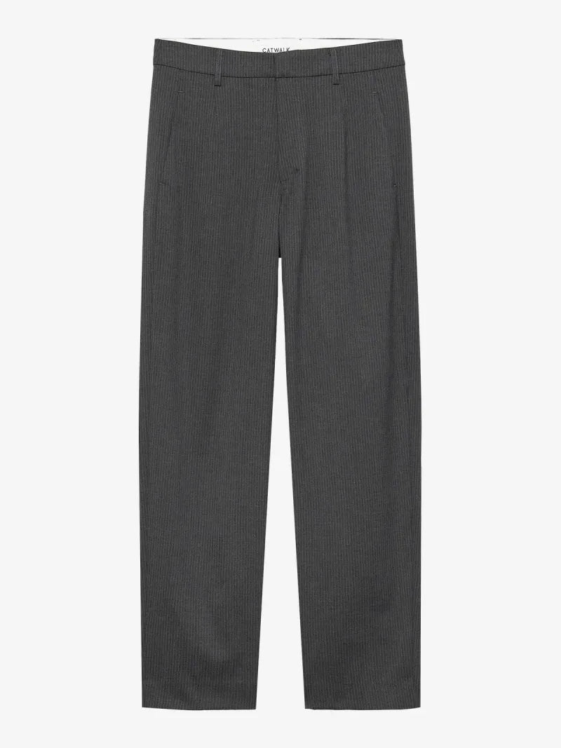 Pinstripe Tapered Trousers van Catwalk Junkie, kleur Dark Grey Melange