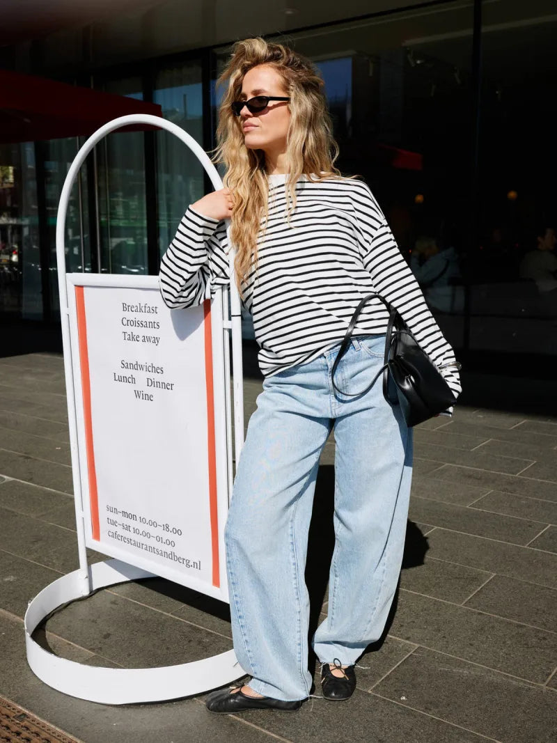 Relaxed Striped Long Sleeve van Catwalk Junkie, kleur Off White