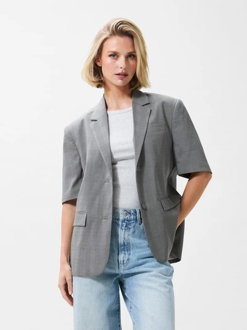 Short Sleeve Check Blazer van Catwalk Junkie, kleur Black