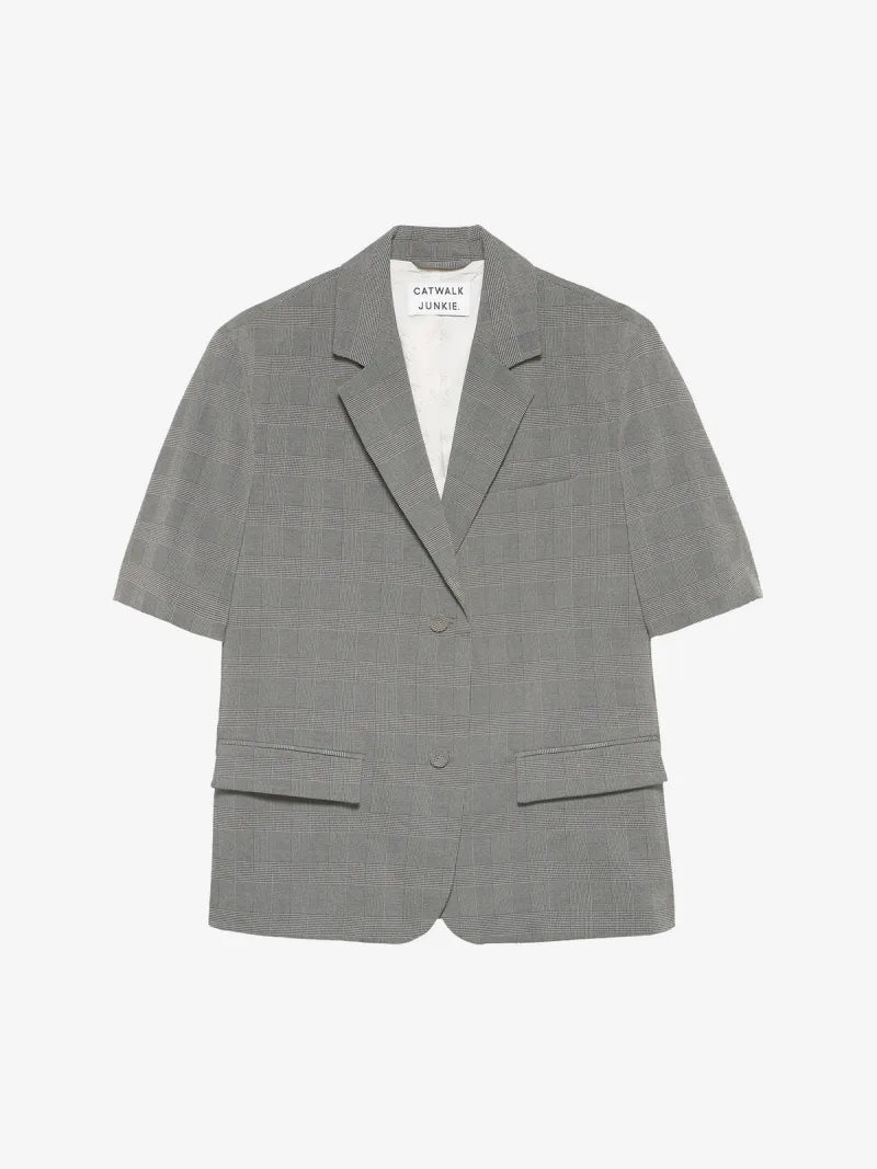 Short Sleeve Check Blazer van Catwalk Junkie, kleur Black