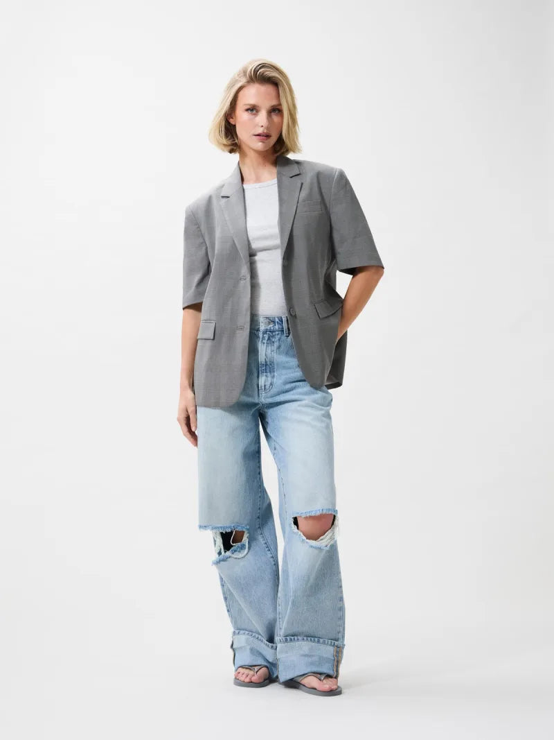 Short Sleeve Check Blazer van Catwalk Junkie, kleur Black