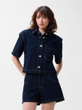 Short Sleeve Denim Blouse van Catwalk Junkie, kleur Dark Blue