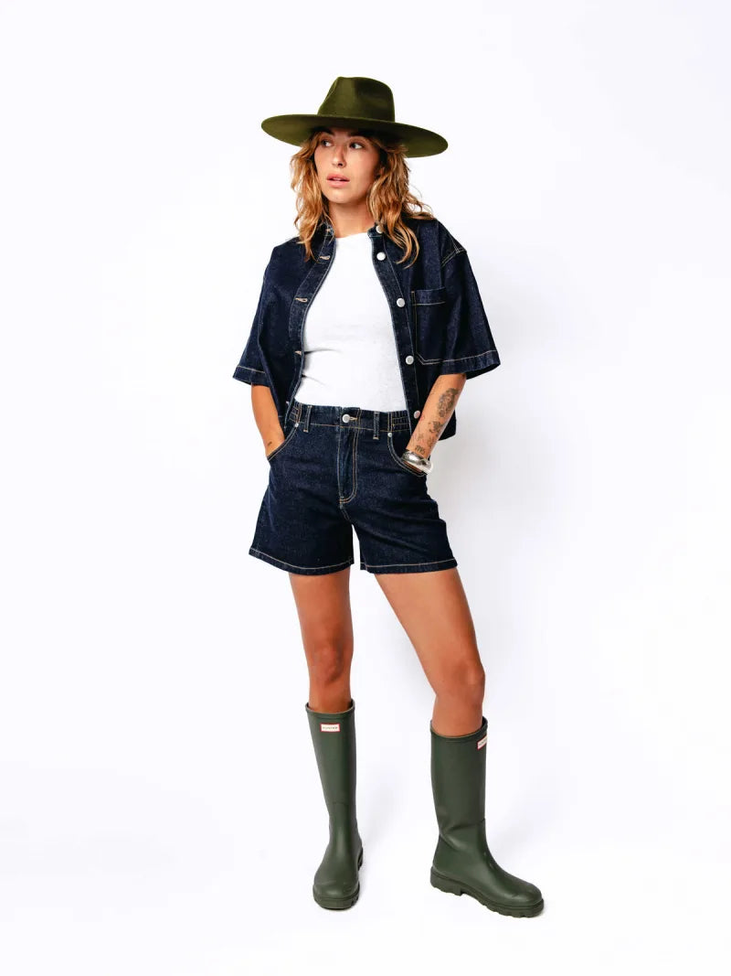 Short Sleeve Denim Blouse van Catwalk Junkie, kleur Dark Blue