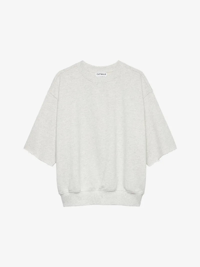 Short Sleeve Graphic Sweater van Catwalk Junkie, kleur Light Grey Melange