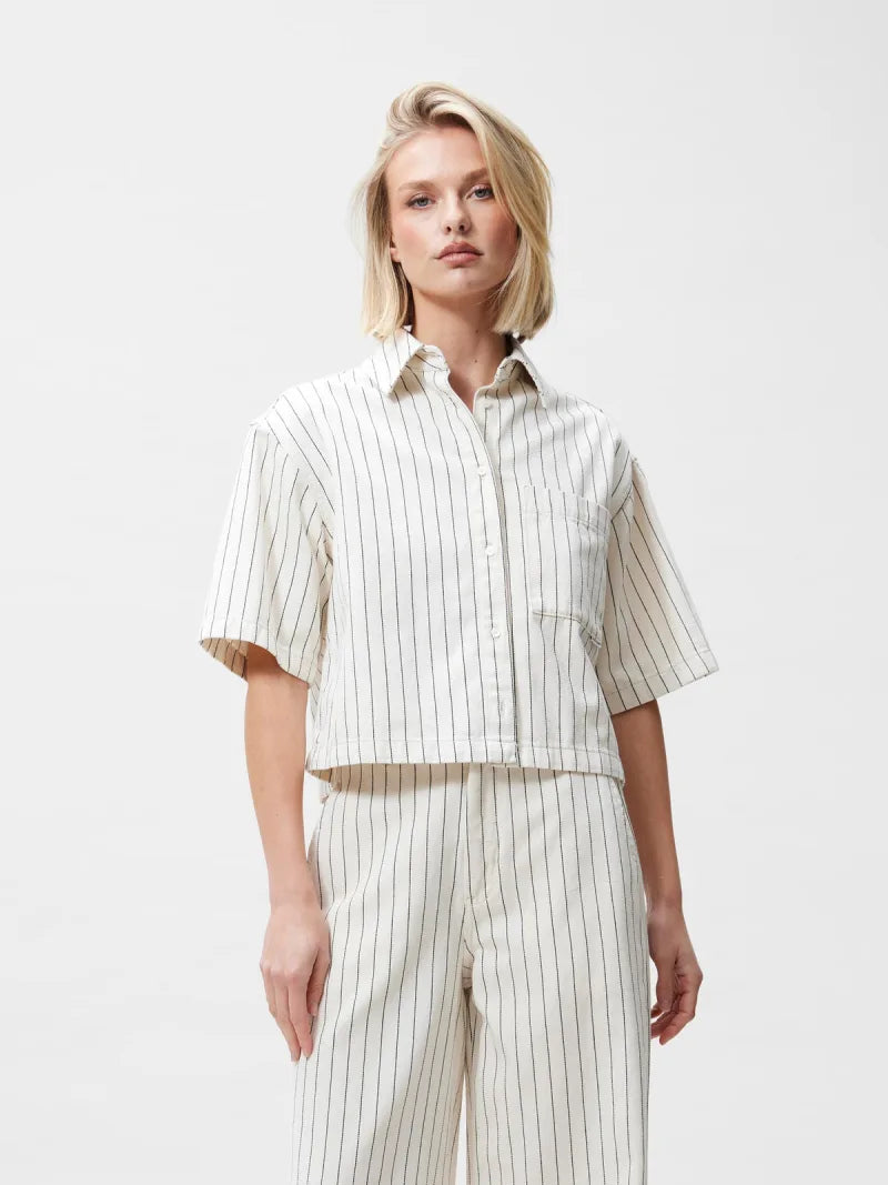 Striped Denim Blouse van Catwalk Junkie, kleur Ecru