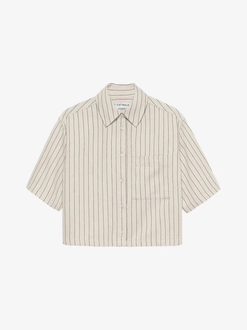 Striped Denim Blouse van Catwalk Junkie, kleur Ecru