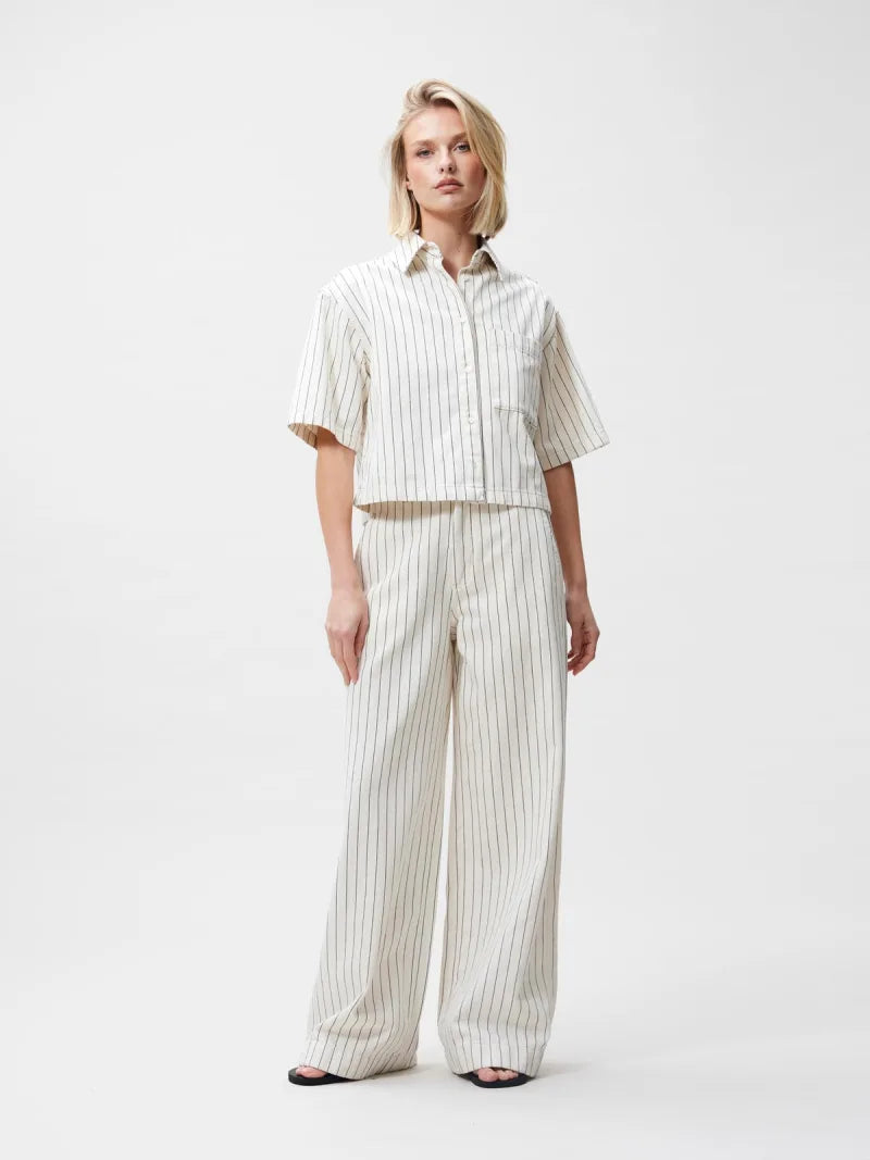 Striped Denim Blouse van Catwalk Junkie, kleur Ecru
