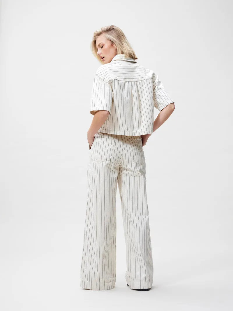 Striped Denim Blouse van Catwalk Junkie, kleur Ecru