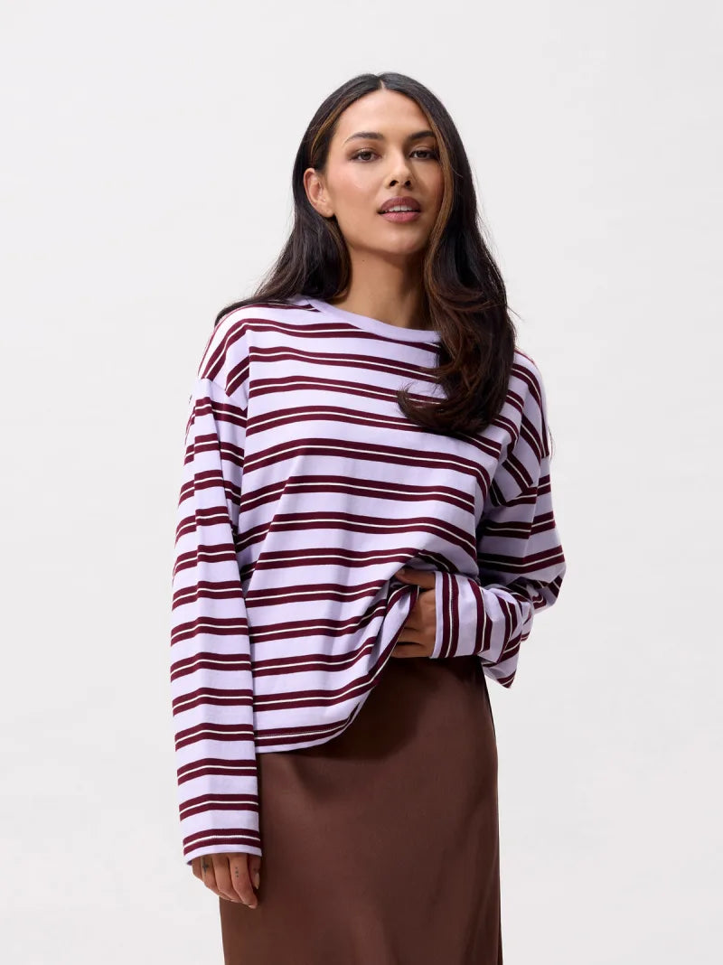 Striped Long Sleeve van Catwalk Junkie, kleur Lavender Frost