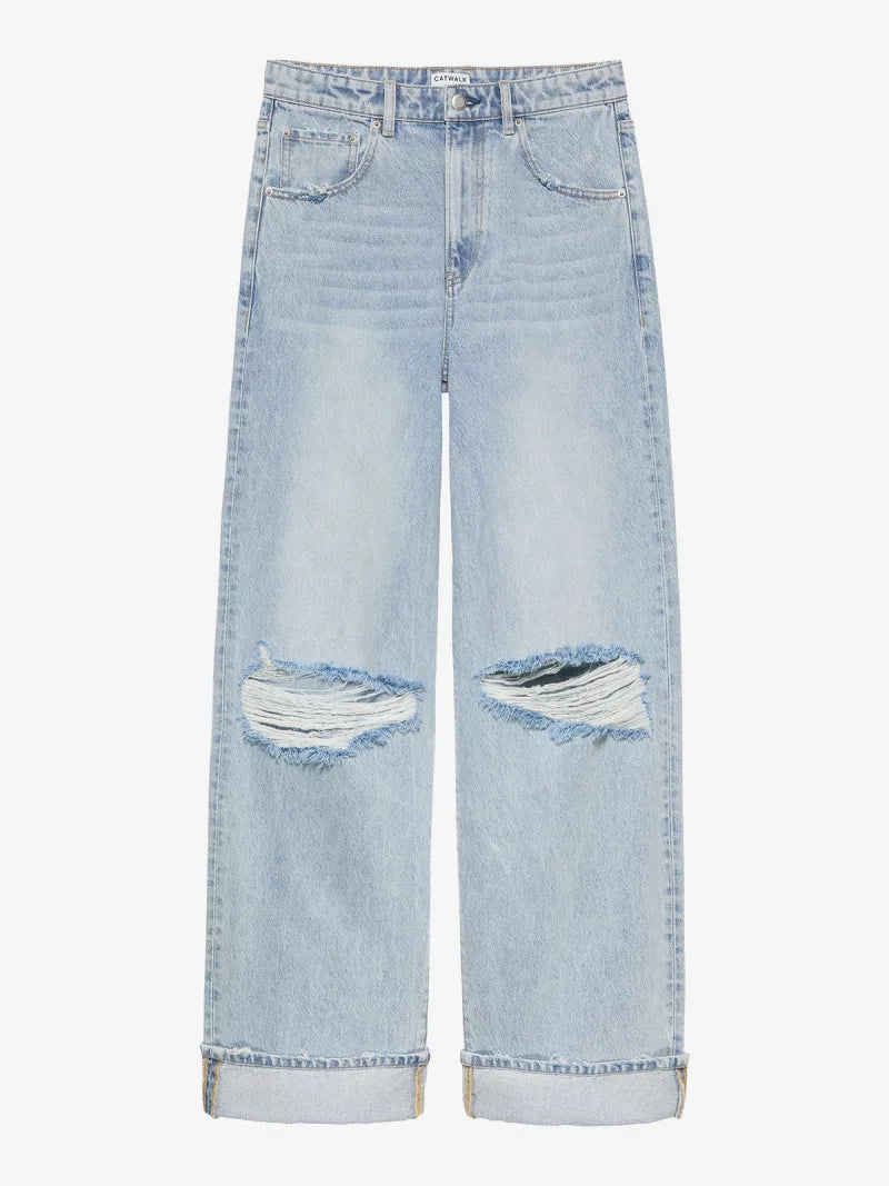 Super Loose Fit Jeans Damaged van Catwalk Junkie, kleur Blue