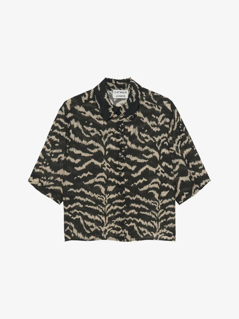 Tiger Short Sleeve Blouse van Catwalk Junkie, kleur Black