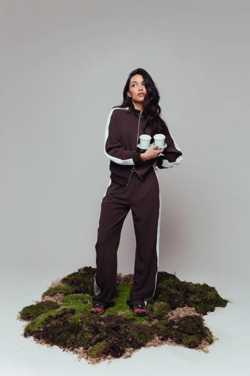 Tracksuit With Piping van Catwalk Junkie, kleur Coffee Bean