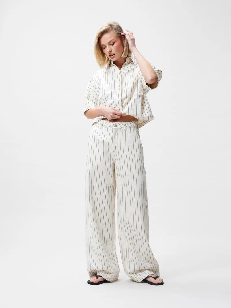 Wide Leg Striped Jeans van Catwalk Junkie, kleur Ecru