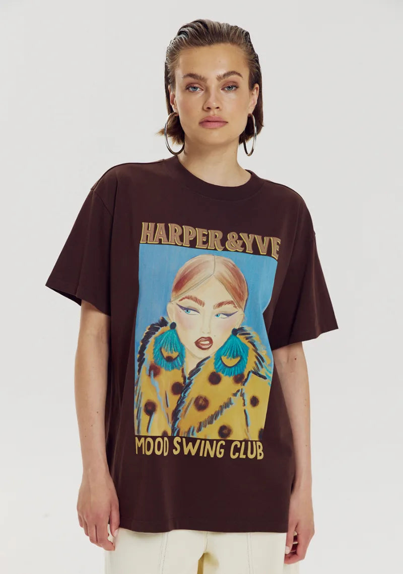 Moody T-Shirt van Harper & Yve, kleur Hot Fudge