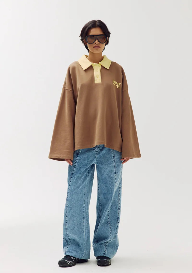 Pollie Jumper van Harper & Yve, kleur Muddy Taupe / Hot Fudge