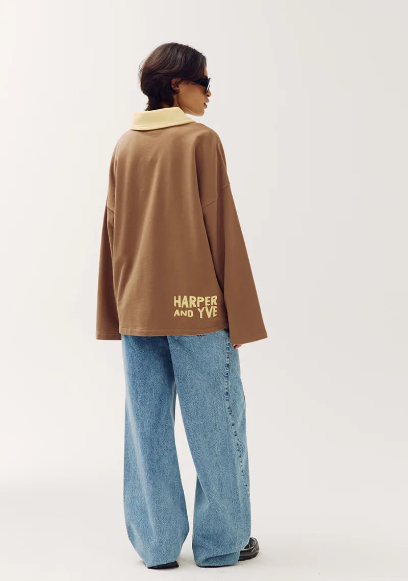 Pollie Jumper van Harper & Yve, kleur Muddy Taupe / Hot Fudge