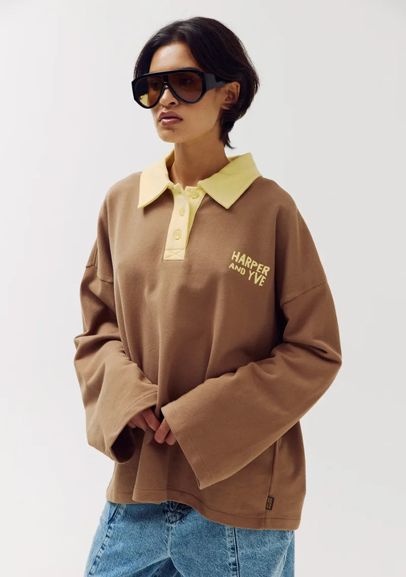 Pollie Jumper van Harper & Yve, kleur Muddy Taupe / Hot Fudge