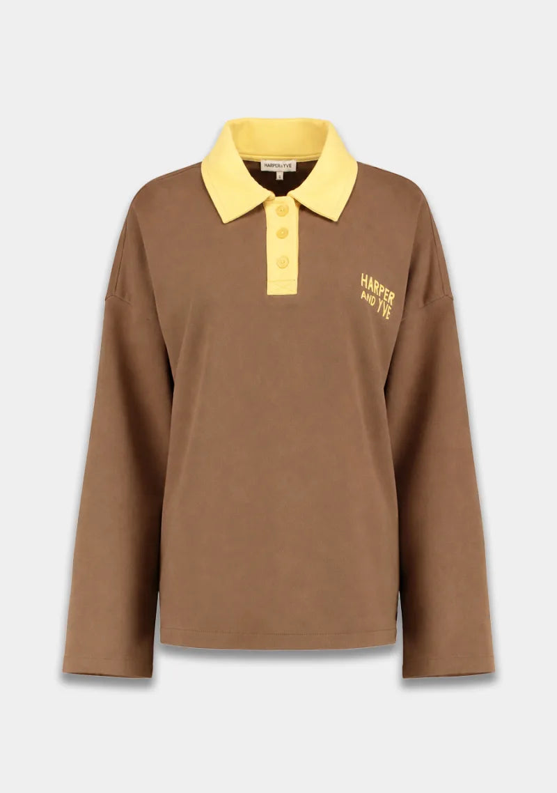 Pollie Jumper van Harper & Yve, kleur Muddy Taupe / Hot Fudge