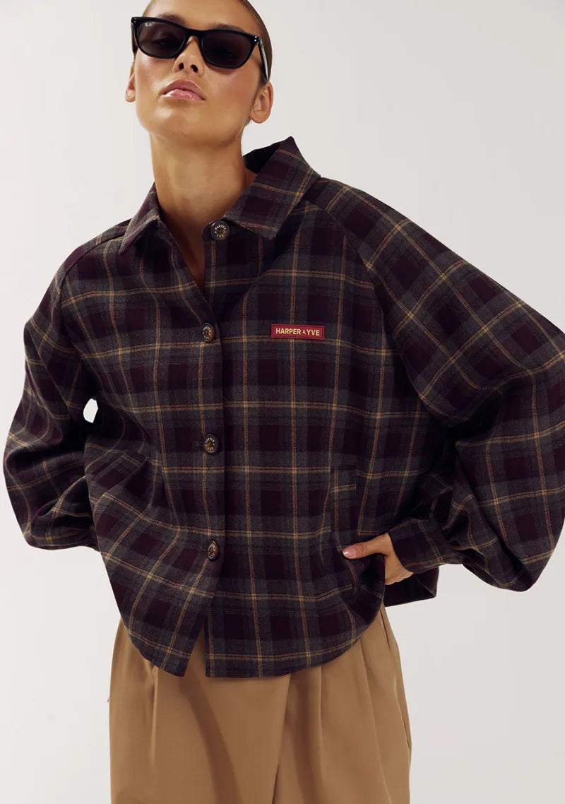 Rylee Coat van Harper & Yve, kleur Tipsy Red Check