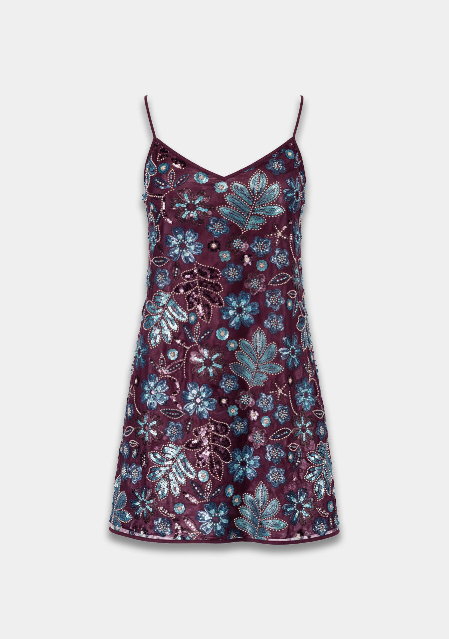 Jurk Romy van Harper & Yve, kleur Cassis Blue Sequin
