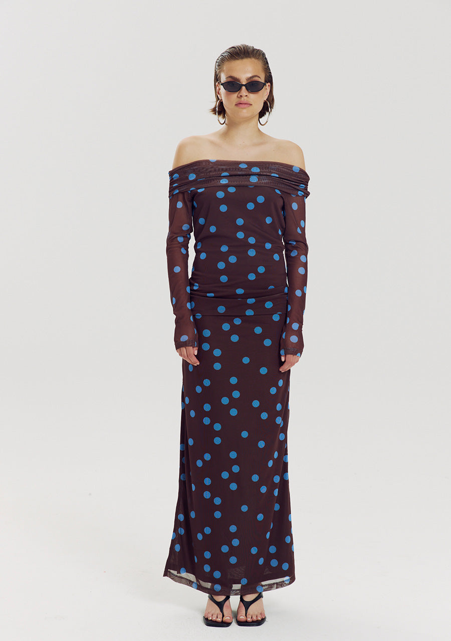 Leny Skirt van Harper & Yve, kleur Blue Polka Dot