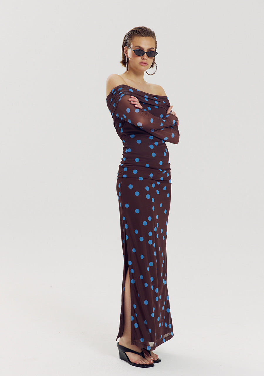 Leny Skirt van Harper & Yve, kleur Blue Polka Dot